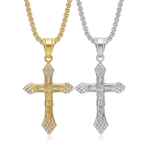 New Foreign Trade Item Gold Color Cross Necklace Stainless Steel YSExquisite Fashionable Versatile Bamboo Chain