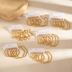 New Geometric Earrings Large Fashion Earring Set the Perfect for Summer Outfit 18k Stainless Steel Waterproof Earrings