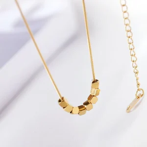 New Geometric Stainless Steel Small Round Square Block Choker Necklace 18 K Gold Color Charm Necklace Jewelry Fashion Gift