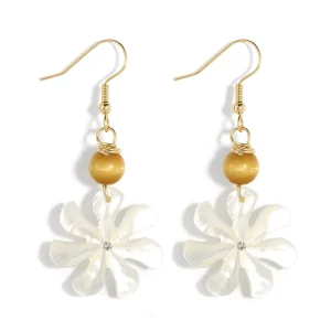 New Hawaiian Samoan Mother of Pearl Earrings Fashion White Natural Shell Natural Stone Beads Earrings Women
