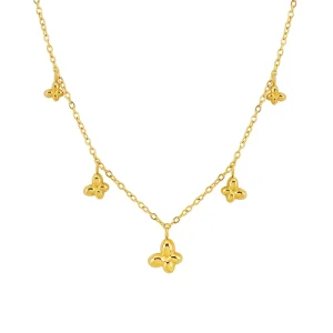New High End Temperament Stainless Steel Gold Plated Butterfly Pendant Necklace
