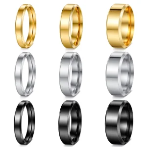 New High Polished Rings Personality Simple Stainless Steel Ring for Fashion Women Men Party Jewelry Punk Accessories
