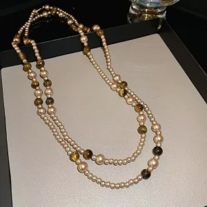 New High Quality Fashion Jewelry Multi Layer Pearl Long Temperament Necklace for Women