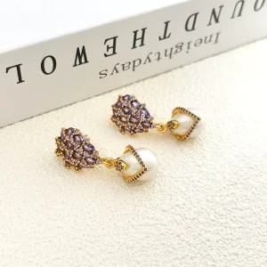 New High quality Trendy Retro Feng Shui Drip Shaped Full diamond Earrings for Women