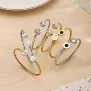 New Hot Devil’s Eye Bracelet Bangle Simple Gold Electroplated Geometric Shape Retro Personality Jewelry for Women Gift