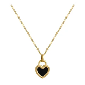 New Hot Style Double sided Black Heart Necklace Women Light Luxury New Choker Accessories Pendant Collarbone Chain