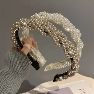 New Hot Wide brimmed Retro Acrylic Beaded Hair Band French Handmade Women’s Elegant Fashion Headband Hair Accessories Gift