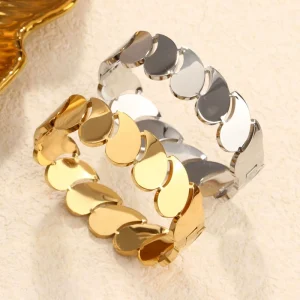 New Jewelry High Quality Waterproof Female Jewelry Simple Teardrop Shaped Bracelet 18k Gold plated Stainless Steel Bracelet