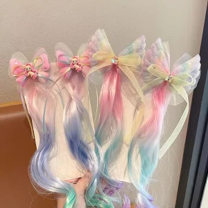 New Kids Bow Hair Clip Girls Wig Braid Hairpin Back Head Braided Hair Accessories