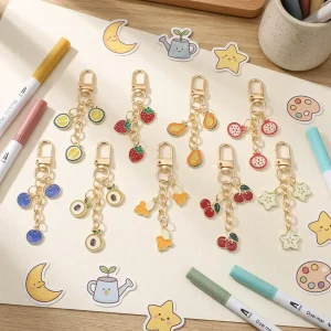 New Korean Style Instagram Inspired Fruit Keychaincute Cherry Strawberry Bag Charm Cross Border Girl’s Heart Airpods Accessory