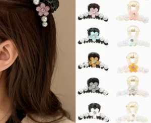 New Korean and Japanese Hair Clips and Accessories Korean Style Pearl and Rhinestone Lady Hair Clips 4.5cm Small