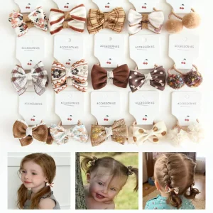 New Lace Long Ribbon Bow Kids Hair Clips Sweet Princess Back Top All Match Toddler Girls Fashion Hair Accessories 10 Pcs