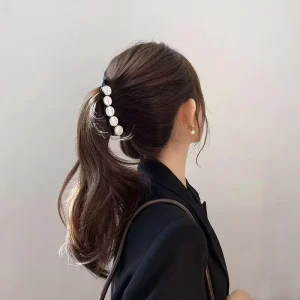 New Large Crystal Banana Hair Clip Plastic Hairpins Clamp Claw Pearl Cluter Rhinestone Women’s Hair Accessories