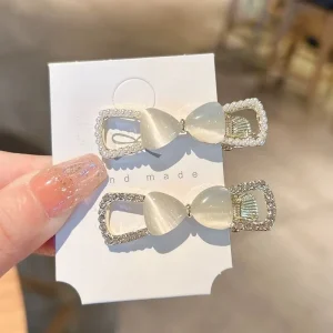 New Luxury Bow Duckbill Hair Clip for Women Side & Forehead Bangs Accessory