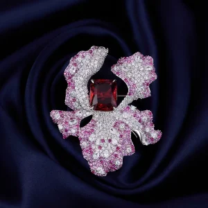 New Luxury Heavy Industry Brass Iris Flower Brooch High end Elegant Corsage Fashion Brooch Party Gift