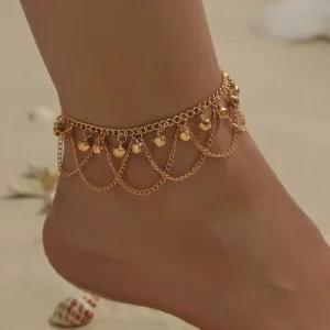 New Personalized Alloy Bells Bohemia Beach Style Natural Stone Women’s Vacation Foot Jewelry Anklets Fashion