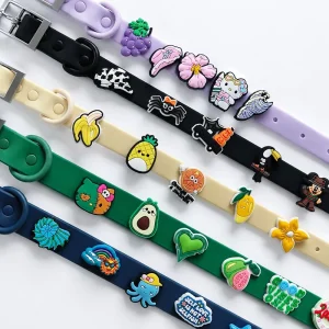 New Personalized DIY Fashion Premium Designer Custom Pattern Logo Luxury Adjustable PVC Waterproof Pet Cat Dog Collar Charms