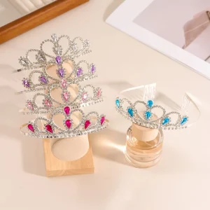New Popular Rhinestone Princess Headband Crown Hair Accessory Japan Korean Style Silver Plated Birthday Wedding Girls’ Dresses