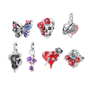 New Product Skull Dark Style Fashion Bag Silver Charm for Bracelet Bulk Bead for Jewelry Making Accessories Stainless Steel