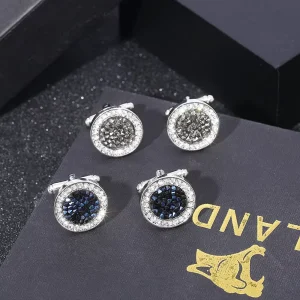 New Products Creative Round Zircon Crystal French Cufflinks for Men Luxury Shirt Clothing Accessories
