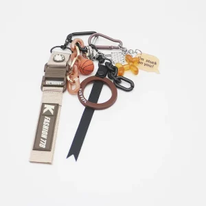 New Punk Girl Series Fashion Yellow Letter B Keychain Bag Charm Women Handbags Decoration Braided Rope Keyrings Key Holders
