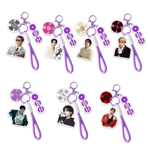 New Purple Color Acrylic Keychain JIN JIMI SUGA J-HOPE JK RM V Star Group Keychain Charms Fans Backpack Pendant