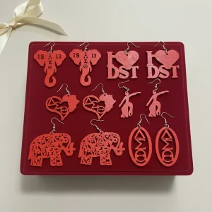 New Red Letter Element Drop Geometric Personalized Shape Creative Hollow Fashion Design Laser Cut Custom Wood Earrings