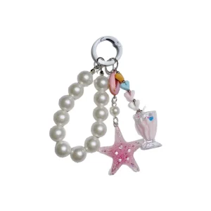 New Refreshing Beach Vacation Style Cute Versatile Creative Starfish Ice Cream Flower Keychain Bag Charm