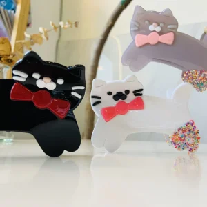 New Retro Cute Cat Acetate Claw Clip Handmade Lovely Temperament Sweet Bow Shark Hair Clip Fashion Cross border Hair Accessories