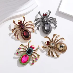 New Retro Exaggerated Fashion Big Spider Brooch Crystal Animal Chest Flower Rhinestone Insect Brooch Clothing Accessories