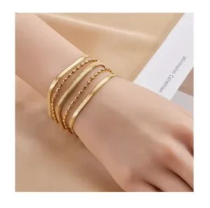 New Retro Fashion Gold Bracelet for Women Irregular Design Punk Bracelet With Round Diamond Beads Chain and Link Jewelry