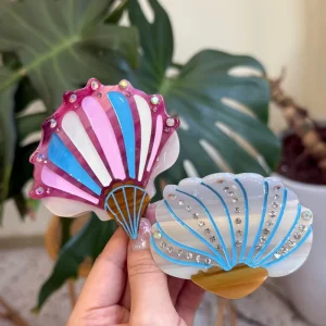 New Rhinestone Shell Conch Acetate Claw Clip Sun Moon Stars Handmade Retro Sweet Creative Back Head Hair Accessories Girls