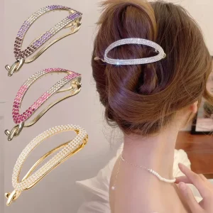 New Rhinestones Big Size Pearl Duckbill Hairpin Top Clip Disk Hair Metal Hairgrips Clamps Women Makeup Headwear Hair Accessories