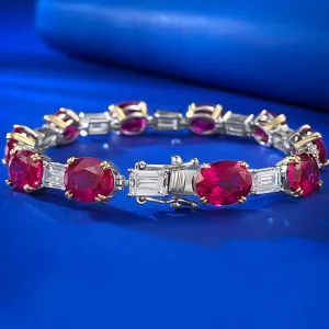 New S925 Silver 7 * 9 Oval Pigeon Blood Red Full Diamond Bracelet Women’s Personality Fashion Temperament Jewelry Women