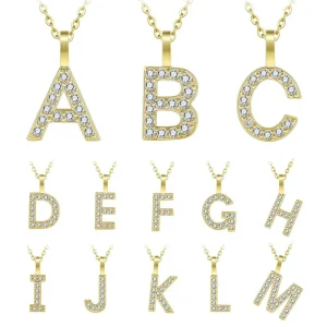 New S925 Silver Moissanite Diamond encrusted 26 piece Jewelry English Letter Pendant Versatile Necklace