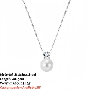 New Shiny Shell Pearl Inlaid Rhinestone Fashion Necklaces Versatile Daily Accessories Anti Tarnish Jewelry for Women