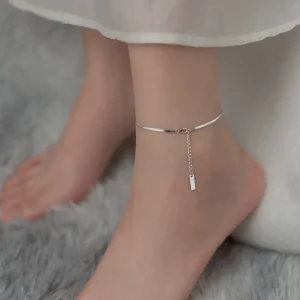 New Simple Snake Bone Chain Anklet for Women Fashion 925 Silver Sterling Anklet