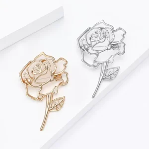 New Simple and Fashionable Retro Alloy Hollow Rose Brooch for Women’s Clothing Chest Flowerfancy Brooches