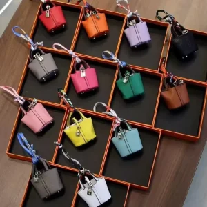 New Small Pu Vegetable Basket Bag Pendant Mini Earphone Bag UV Printing Cute Super Lightweight Bag Hanger