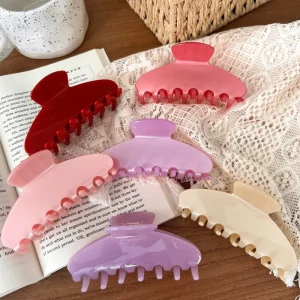 New Solid Color Style Claw Clips Women Hair Accessories Acetate Sweet Simple Shark Clips Fashion Large Hair Grab Claw