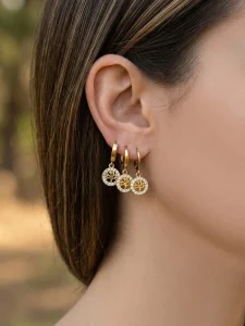 New Style 18K Gold Plated Tree of Life Earrings Stainless Steel Ear Buckles Fashion Zircon Jewelry
