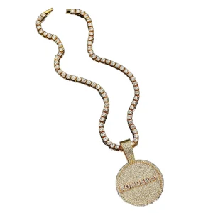 New Style 5mm Tennis Chain Hip Hop Rhinestone and Alloy Round KONDEBOY Letter Pendant Necklace