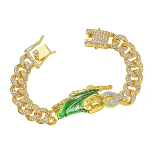 New Style Alloy With Full Bling Rhinestone Hip Hop Iced Out Cuban Chain Religious Figures Bracelet