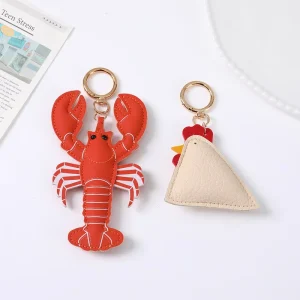 New Style Crayfish Cartoon Leather Keychain Bag Pendant Schoolbag Pendant Event Catering Anime Gift Hanging Decoration