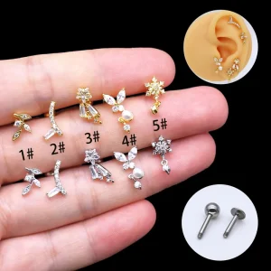 New Style Cute Spiral Ear Nails Stainless Steel Dangle Cartilage Stud Jewelry