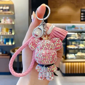 New Style Designer Luxury Custom Leather Bear Keychain Accessories Key Ring Key Chain Keychain for Woman