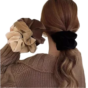 New Style Fashion Hair Accessories Simple Retro Autumn Winter High Elastic Solid Color Velvet 12cm Decorative Large Intestine