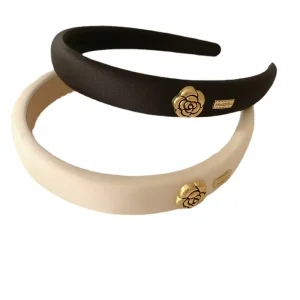New Style Luxury Hairband Fabric Fashion Designer Camellia Headband Elegant Decorative Headwear for Women