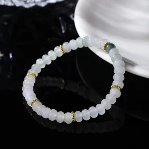 New Style Natural Gemstone Energy Bracelet Tianshan Jade Abacus Beads Gold Spacer Stretch Fashion Bracelets Bangles