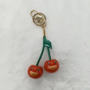 New Style Smile Cherry Bag Charm Fashionable Women’s Bag Keychain Creative Car Key Accessory